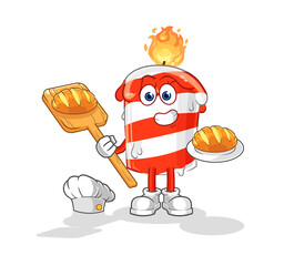 Obraz premium birthday candle baker with bread. cartoon mascot vector