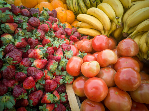 Fruit And Vegetable Street Vendor Cart