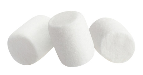Three delicious marshmallows, isolated on white background