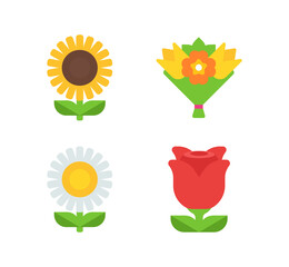 Flower vector isolated icon set