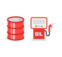 Fuel pump and oil drum vector isolated icon