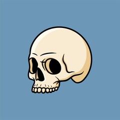 Jawless right-facing Skull Illustration Cartoon Vector