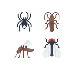 Insect vector isolated icon set