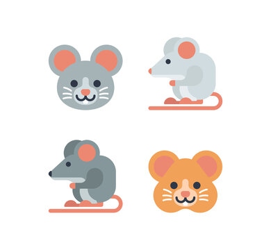 Mouse, hamster and rat vector isolated icon set
