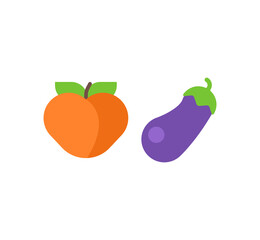 Eggplant and peach emoji icon set