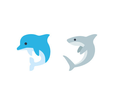 Dolphin and shark vector isolated icon