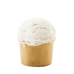 Vanilla  ice cream with bowl on white background