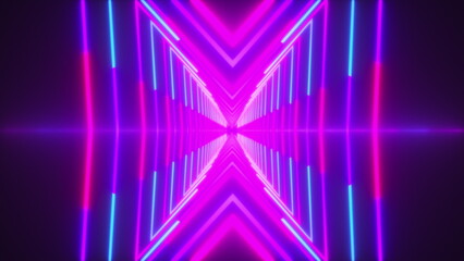Neon tunnel. Computer generated 3d render