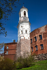 Fototapeta na wymiar Clock Tower in Vyborg.