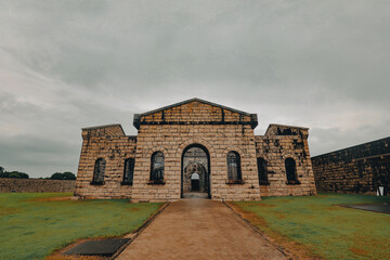 Inner court of Trial Bay gaol with facade of main block - modern day museum of australian history...