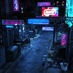 3d-illustration of a futuristic cyberpunk city, background picture
