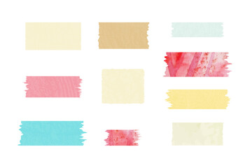 set of colorful sticky uneven grunge tape