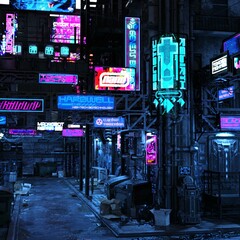 3d-illustration of a futuristic cyberpunk city, background picture