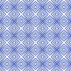 Tiled watercolor pattern. Indigo symmetrical