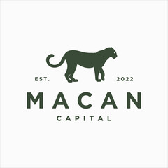 Leopard Black logo vector template, Silhouette symbol of tiger design isolated on white background.