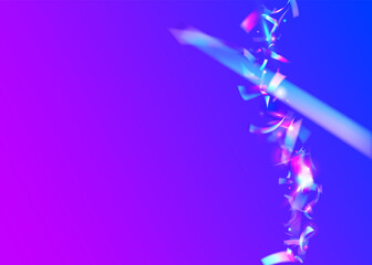 Transparent Glitter. Shiny Flare. Blue Party Glare. Iridescent Confetti. Surreal Foil. Bokeh Sparkles. Webpunk Art. Disco Carnaval Decoration. Purple Transparent Glitter