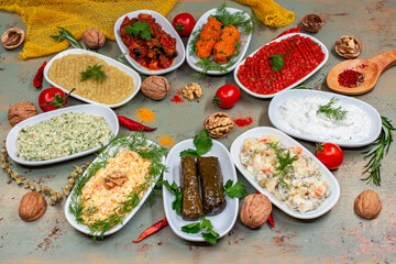 mixed olive oil appetizer plate, concept