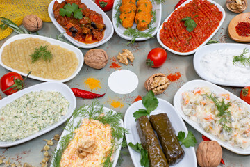 mixed olive oil appetizer plate, concept