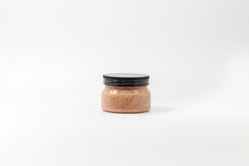 Body Scrub, design can be added, blank label area, white background, isolated