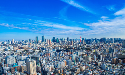 東京　青空と都市風景
