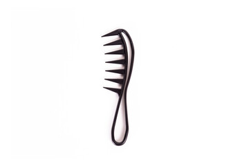 Hair styling black comb, isolated with white background, close-up, hair styler