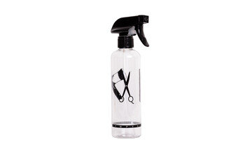 Blank barber trigger hair spray bottle. Cosmetic for hair salon concept. White Background hair spray