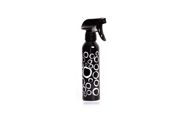 Blank barber trigger hair spray bottle. Cosmetic for hair salon concept. White Background hair spray, black color
