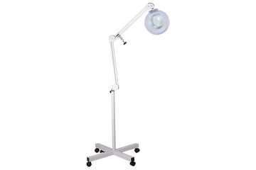 Standing Loop Magnifier Device, beauty cosmetic makeup magnifier stand lamp with light, isolated...