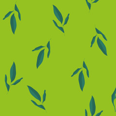 Garden leaves, plants ,botanical ,seamless pattern vector design for fashion, fabric, wallpaper prints on green