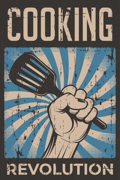 Cooking Revolution Retro Rustic Poster