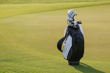 golf stick bag on a golf field