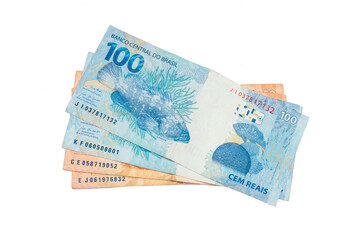 Dinheiro brasileiro 100 reais Brazilian money 100 reais