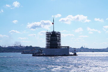 Maiden's Tower(kiz kulesi) restoration has not been completed yet. Maidens towe repair for Turkey...