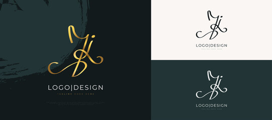 Fototapeta na wymiar JJ Initial Signature Logo Design with Elegant and Minimalist Handwriting Style. Initial J and J Logo Design for Wedding, Fashion, Jewelry, Boutique and Business Brand Identity
