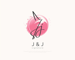 JJ Initial Signature Logo Design with Elegant and Minimalist Handwriting Style. Initial J and J Logo Design for Wedding, Fashion, Jewelry, Boutique and Business Brand Identity