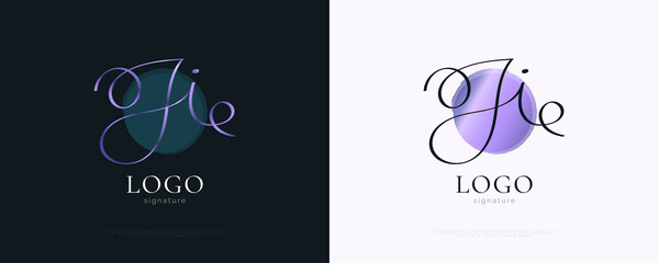 JI Initial Signature Logo Design with Elegant and Minimalist Handwriting Style. Initial J and I Logo Design for Wedding, Fashion, Jewelry, Boutique and Business Brand Identity