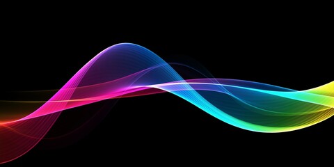 Abstract colourful wave on a black background	