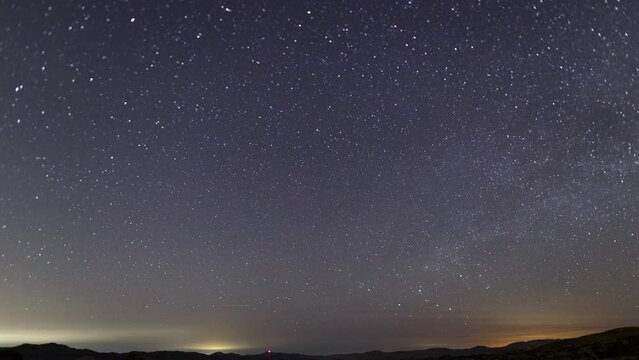 Time lapse of north star over desert landscape in California, USA