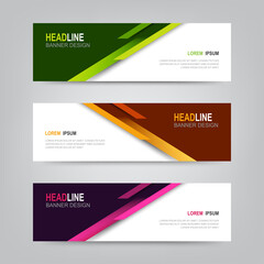 Naklejka premium Abstract banner design web template Set, Horizontal header web banner.