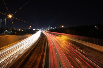 Fototapeta na wymiar Dallas Light Trails at Night