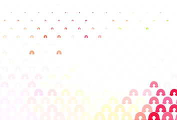 Light Pink, Yellow vector backdrop with rainbows, clouds.
