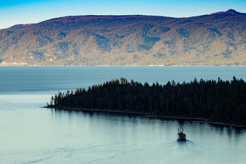 Steamboat on Emerald Bay, Lake Tahoe, California - obrazy, fototapety, plakaty