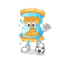 hourglass playing soccer illustration. character vector