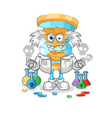 hourglass mad scientist illustration. character vector