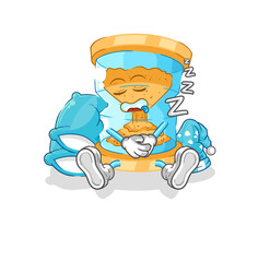 hourglass sleeping character. cartoon mascot vector
