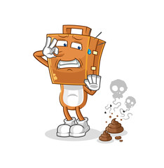 suitcase head with stinky waste illustration. character vector