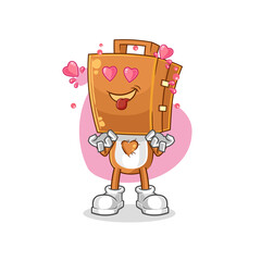 suitcase head fallin love vector. cartoon character