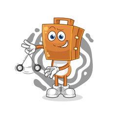 suitcase head hypnotizing cartoon. cartoon mascot vector