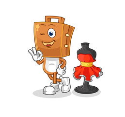 suitcase head fashion designer vector. cartoon character