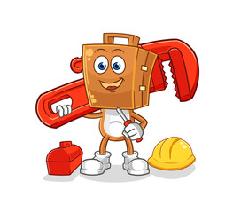 suitcase head plumber cartoon. cartoon mascot vector